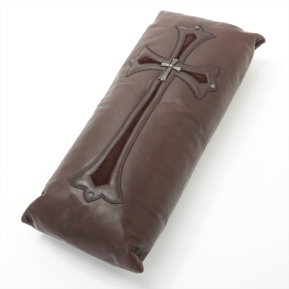Chrome Hearts CH Cross cushion cover Leather & 925 Brown