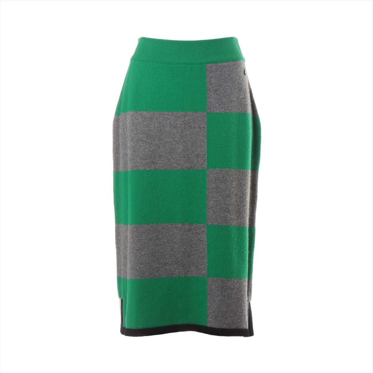 Hermès Cashmere Knit Skirt 38 Ladies' Gray x green  H Logo