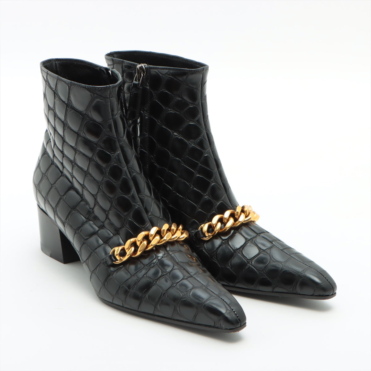 Tom Ford Moc croc Boots 36 Ladies' Black W2453 Chain Side zip