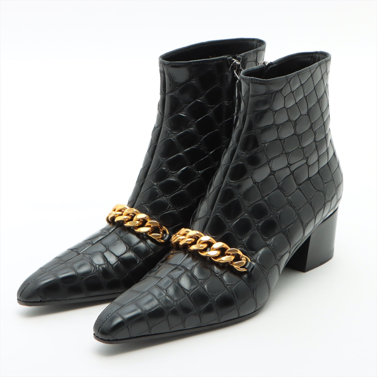 Tom Ford Moc croc Boots 36 Ladies' Black W2453 Chain Side zip
