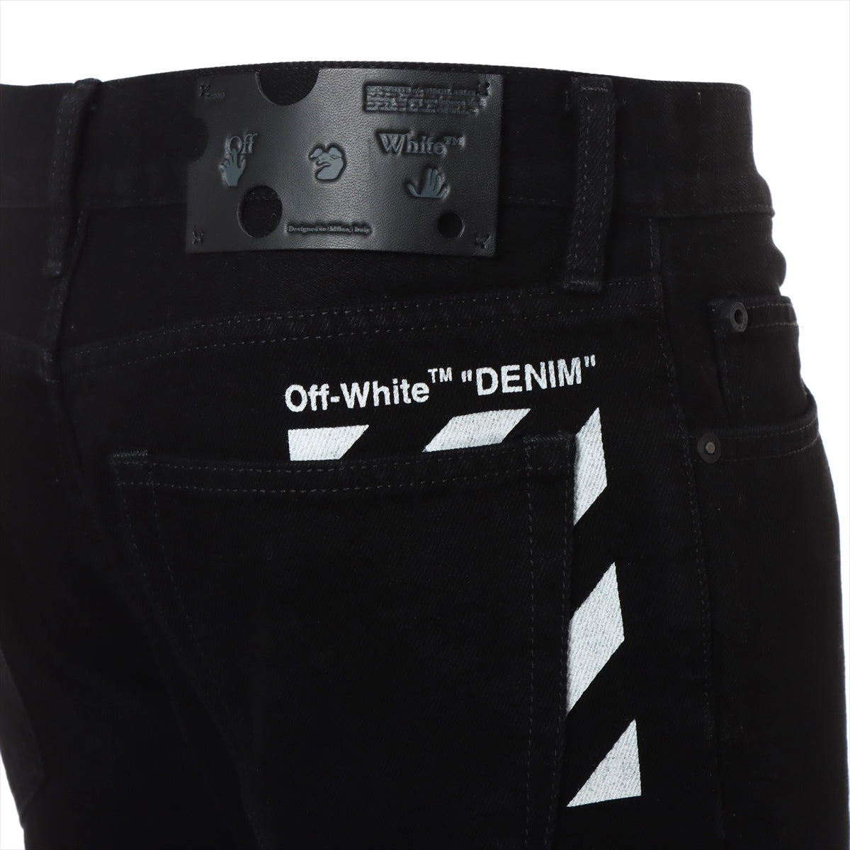 Off-White Cotton & polyester Denim pants 30 Men's Black  OMYA074F21DEN001