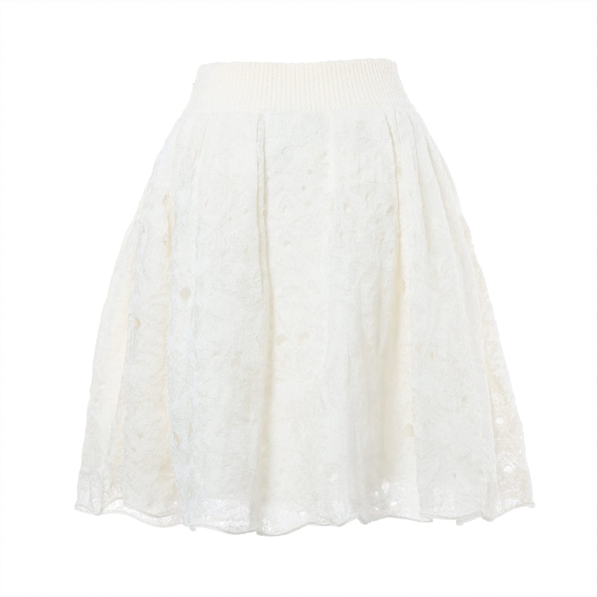 Chanel Coco Button P45 Rayon * Naylon Skirt 40 Ladies' White