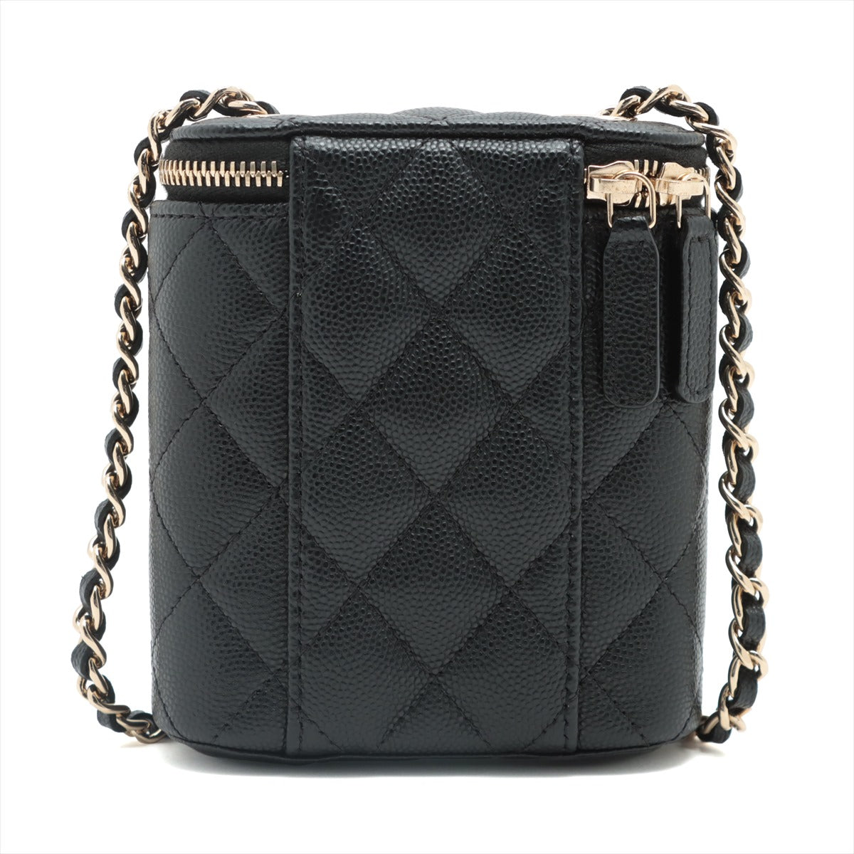 Chanel Matelasse Caviarskin Chain shoulder bag Black Gold Metal fittings 29th