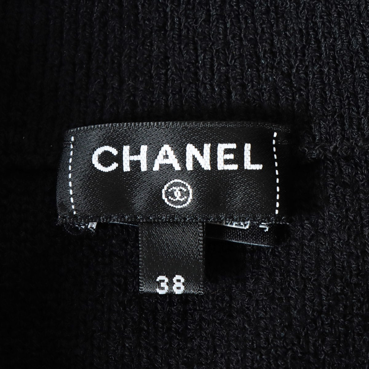 Chanel Coco Button P74 Cotton & nylon Dress 38 Ladies' Black  P74602 Faux pearls