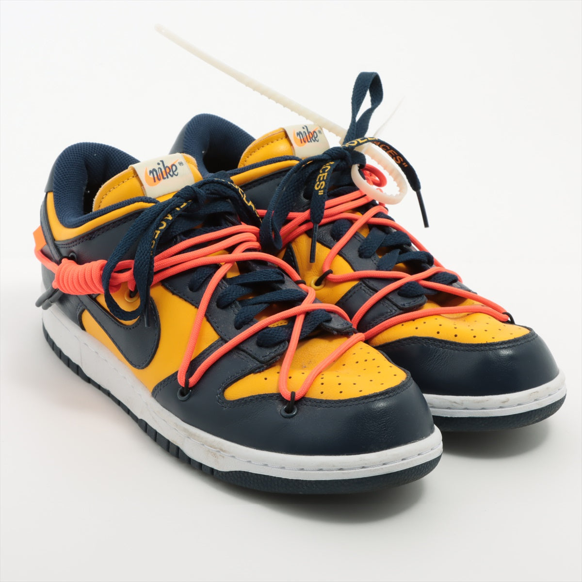 NIKE × OFF-WHITE 19-year Leather Sneakers 26.5cm Men's Yellow x navy CT0856-700 DUNK LOW