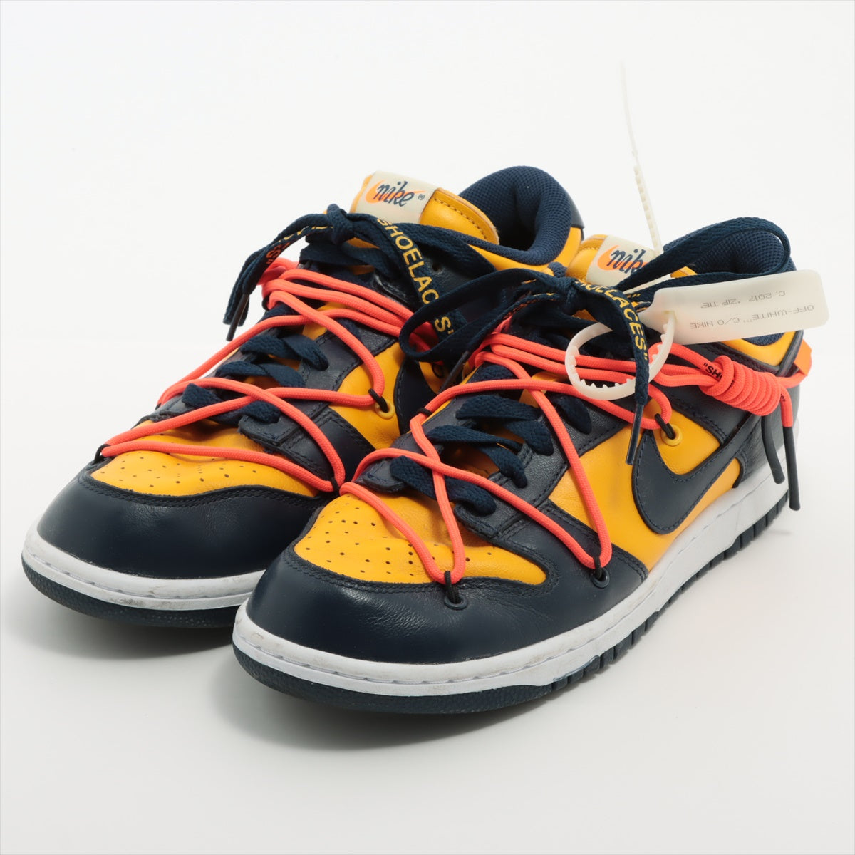 NIKE × OFF-WHITE 19-year Leather Sneakers 26.5cm Men's Yellow x navy CT0856-700 DUNK LOW