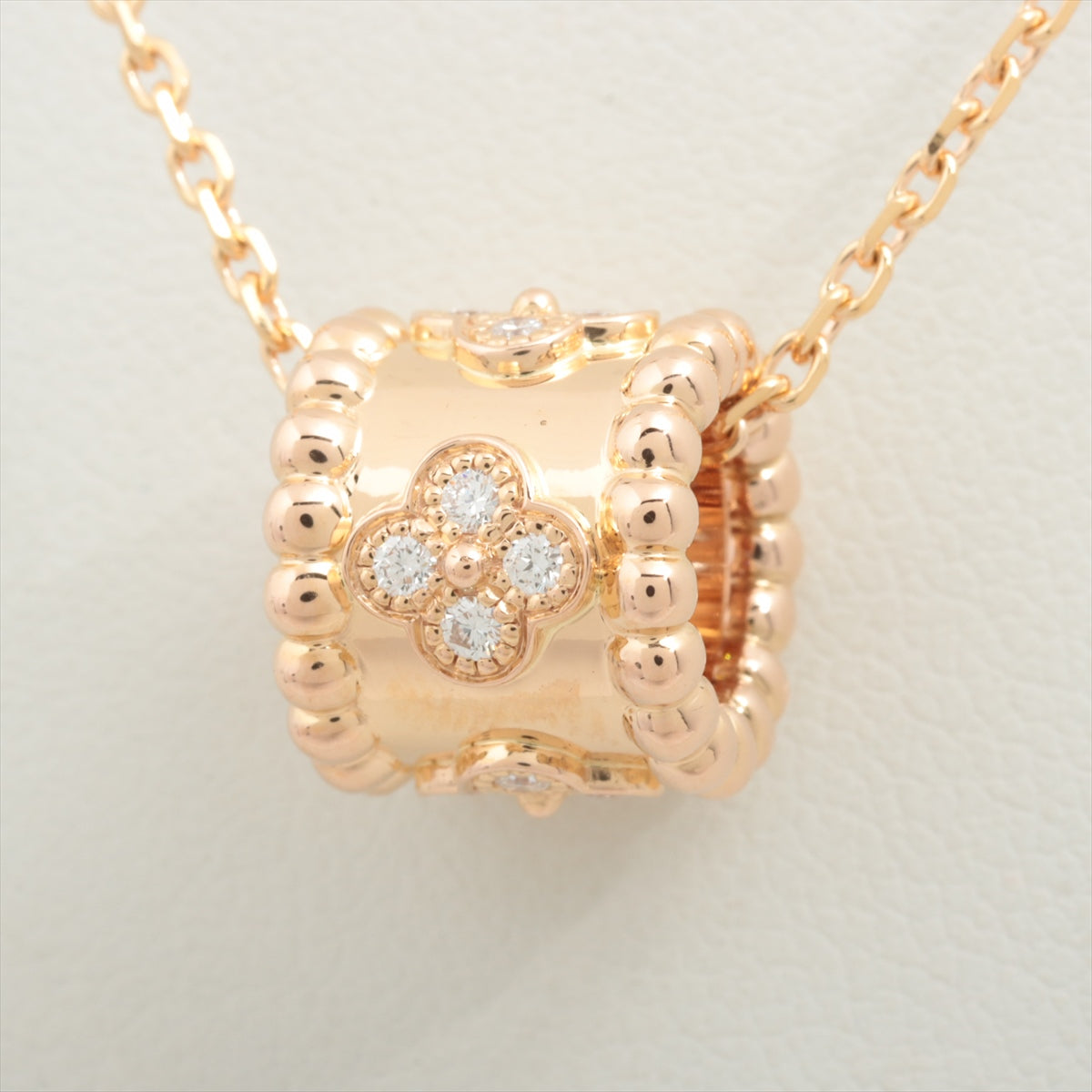 Van Cleef & Arpels PERRELET Clover diamond Necklace 750(PG) 6.4g
