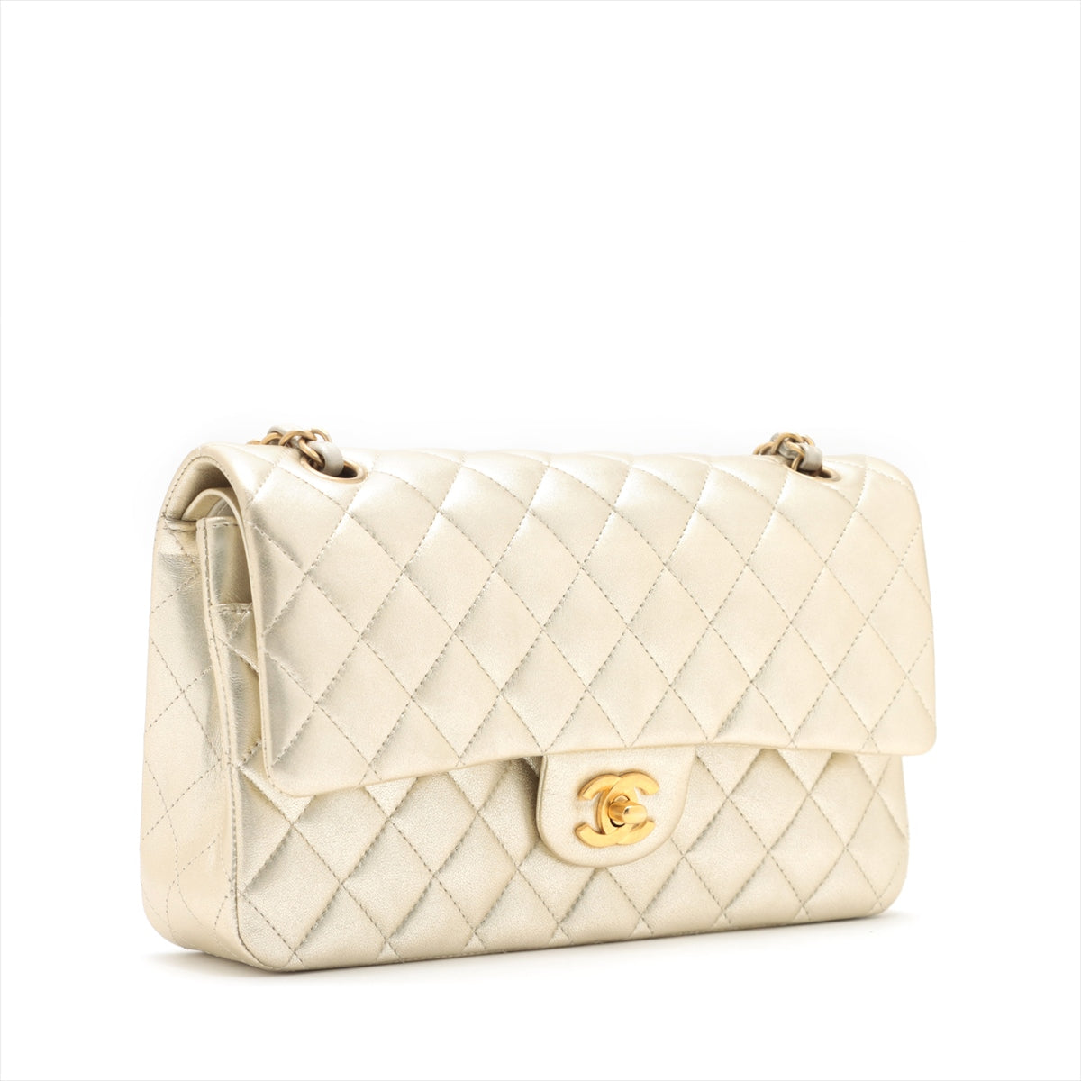 Chanel Matelasse Ram leather Double flap Double chain bag Gold Gold Metal fittings There is an IC chip