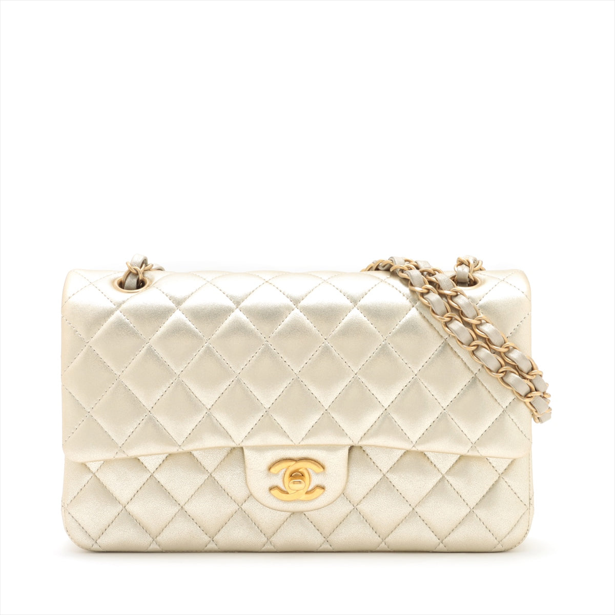 Chanel Matelasse Ram leather Double flap Double chain bag Gold Gold Metal fittings There is an IC chip