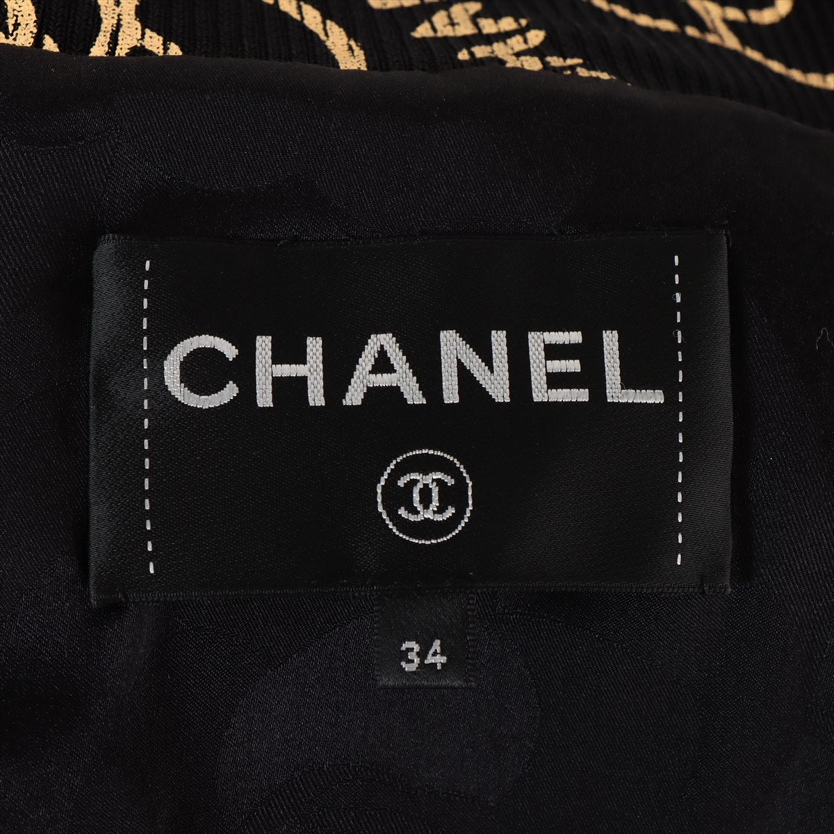 Chanel Coco Mark P61 Ram leather Leather jacket 34 Ladies' Black×Gold  P61925 Métiers d'art