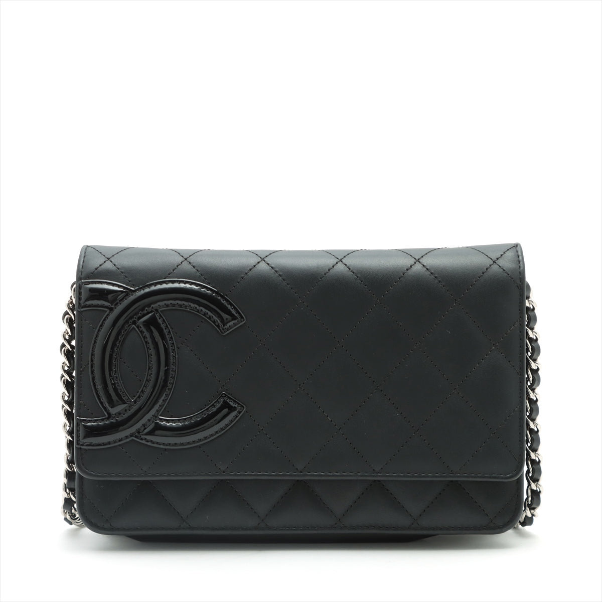 Chanel Cambon Line Leather Chain wallet Black Silver Metal fittings 16XXXXXX