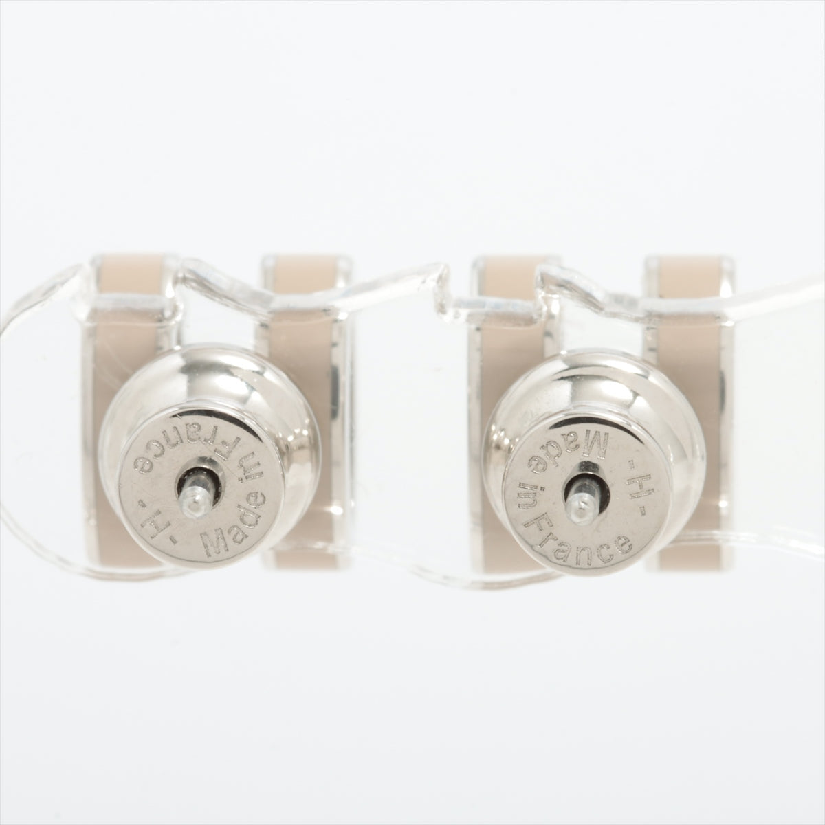 Hermès Mini Pop Ash H Piercing jewelry (for both ears) GP Silver x marron glasse
