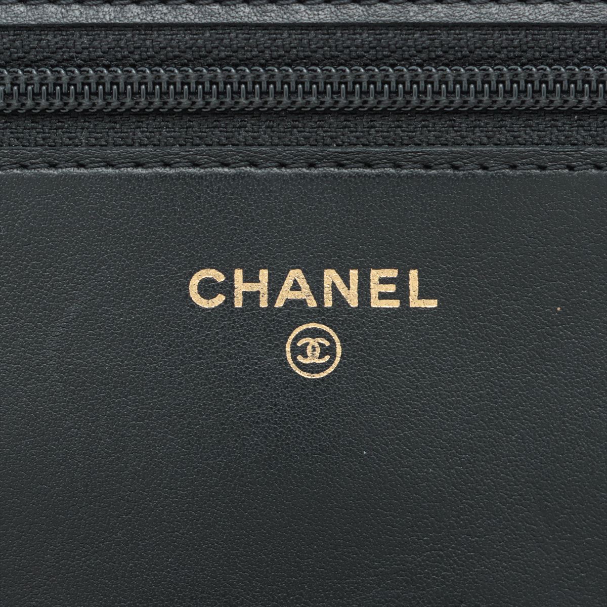 Chanel Boy Chanel Caviarskin Chain wallet Black Gold Metal fittings 28th