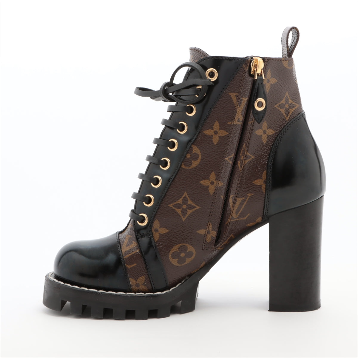 Louis Vuitton Star Trail Line 20 years PVC & leather Short Boots 36 1/2 Ladies' Black × Brown MA1200 Monogram There is a box
