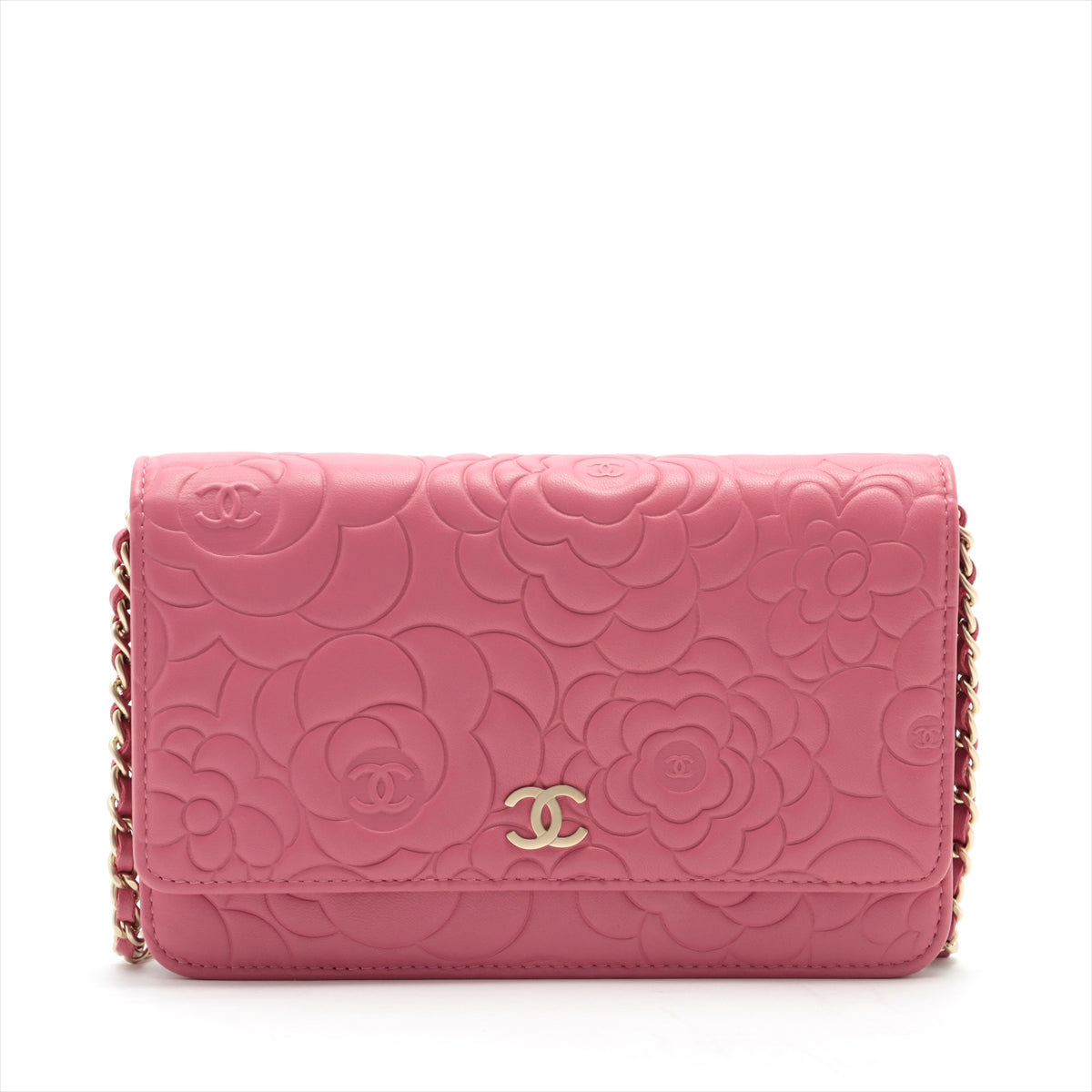 Chanel Camelia Ram leather Chain wallet Pink Gold Metal fittings 18XXXXXX