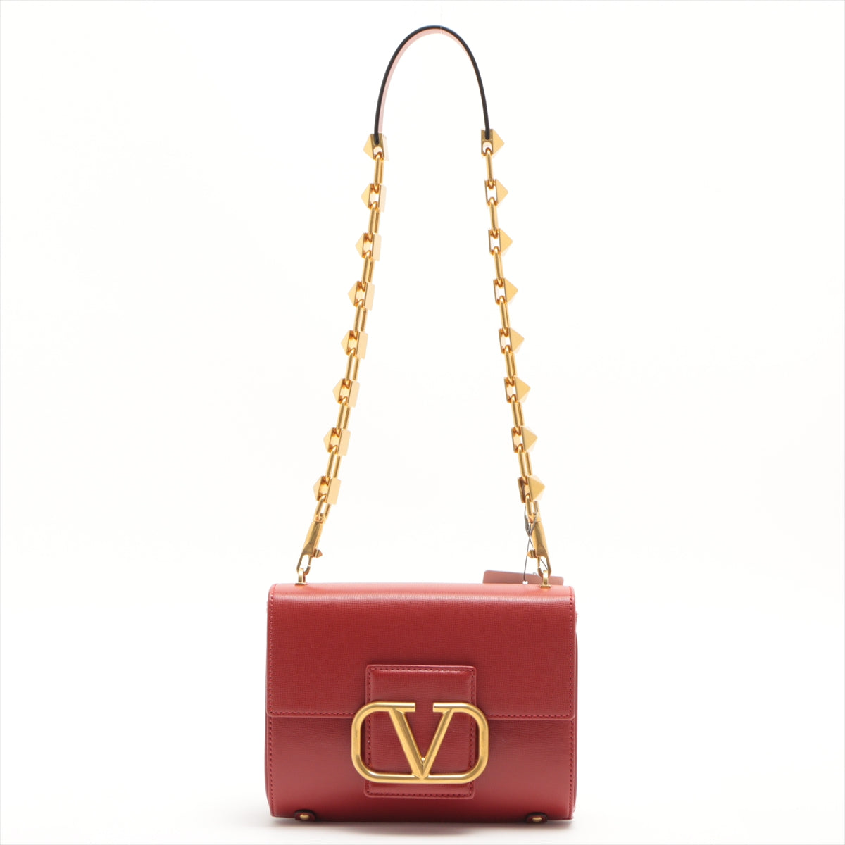 Valentino Garavani studded sign Leather Chain shoulder bag Red
