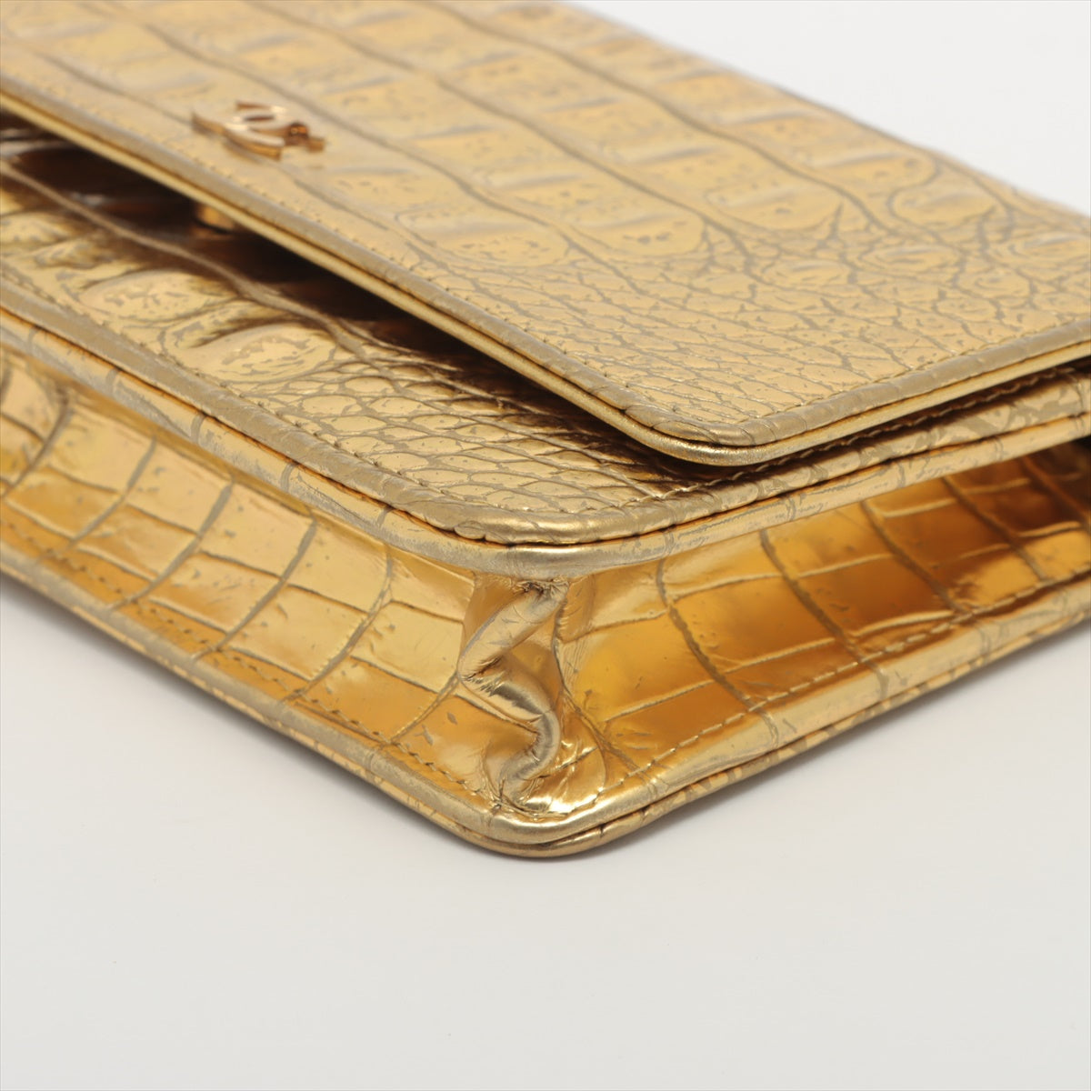 Chanel Coco Mark Moc croc Chain wallet Gold Gold Metal fittings 28th
