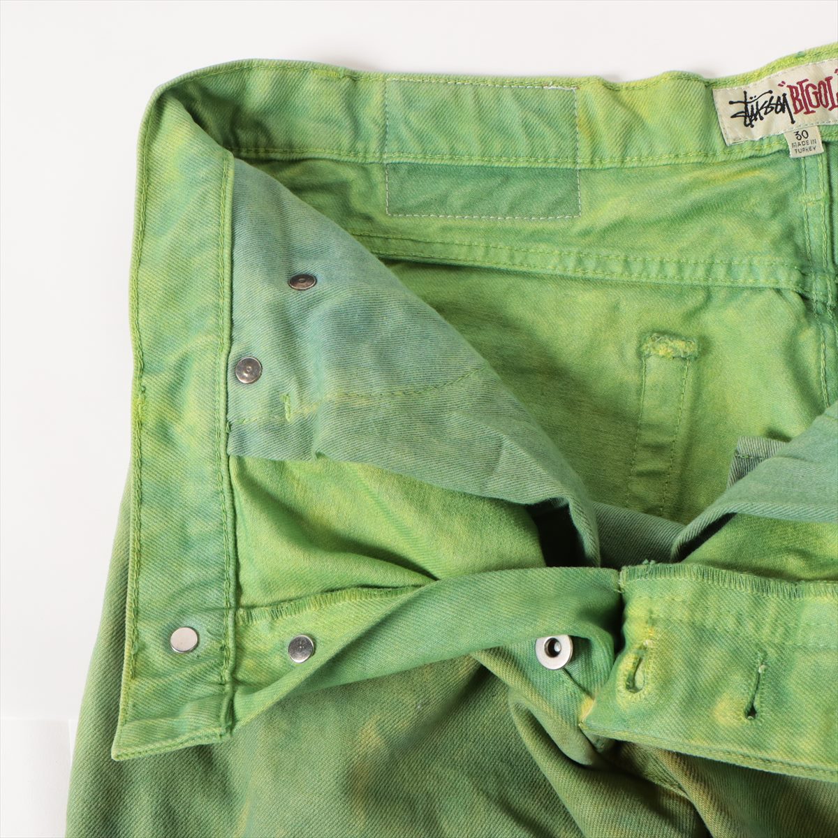 Stüssy Cotton Denim pants 30 Men's Green  WONDERLAND HAND-DYED BIG OL' JEANS