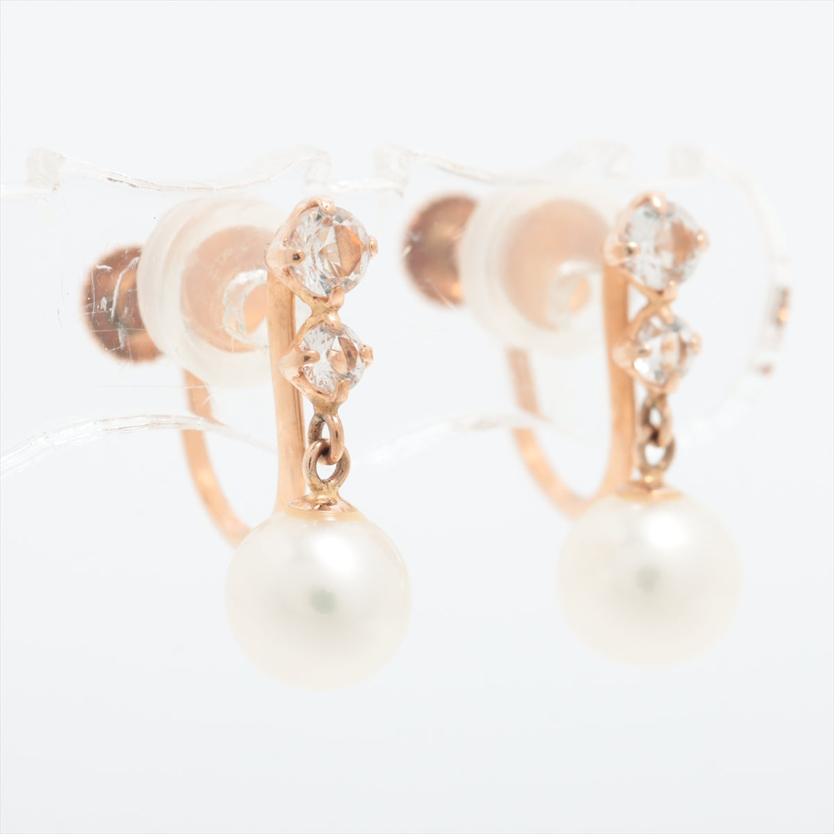 4℃ Pearl Colored stone Earings K10(PG) 1.1g total Approx. 5.0mm