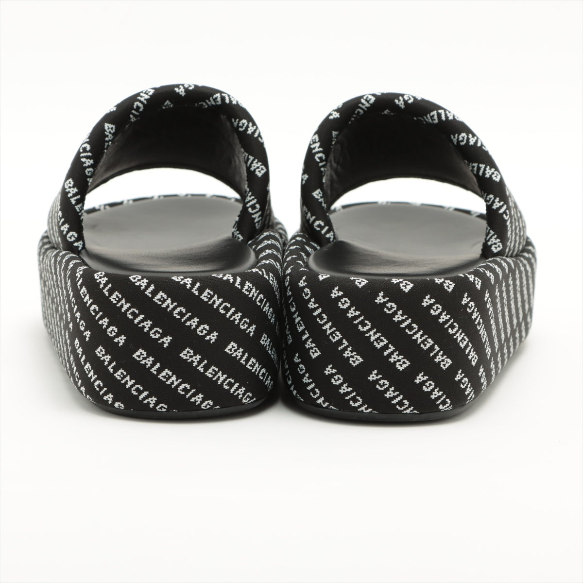 Balenciaga Leather x fabric Sandals 35 Ladies' Black Logo full pattern platform 656988 box There is a bag