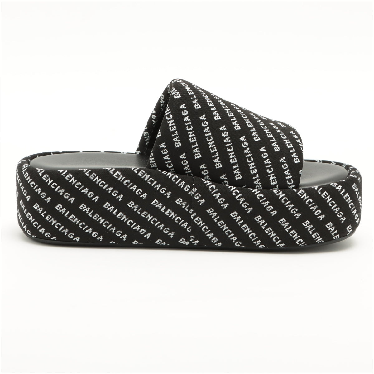 Balenciaga Leather x fabric Sandals 35 Ladies' Black Logo full pattern platform 656988 box There is a bag