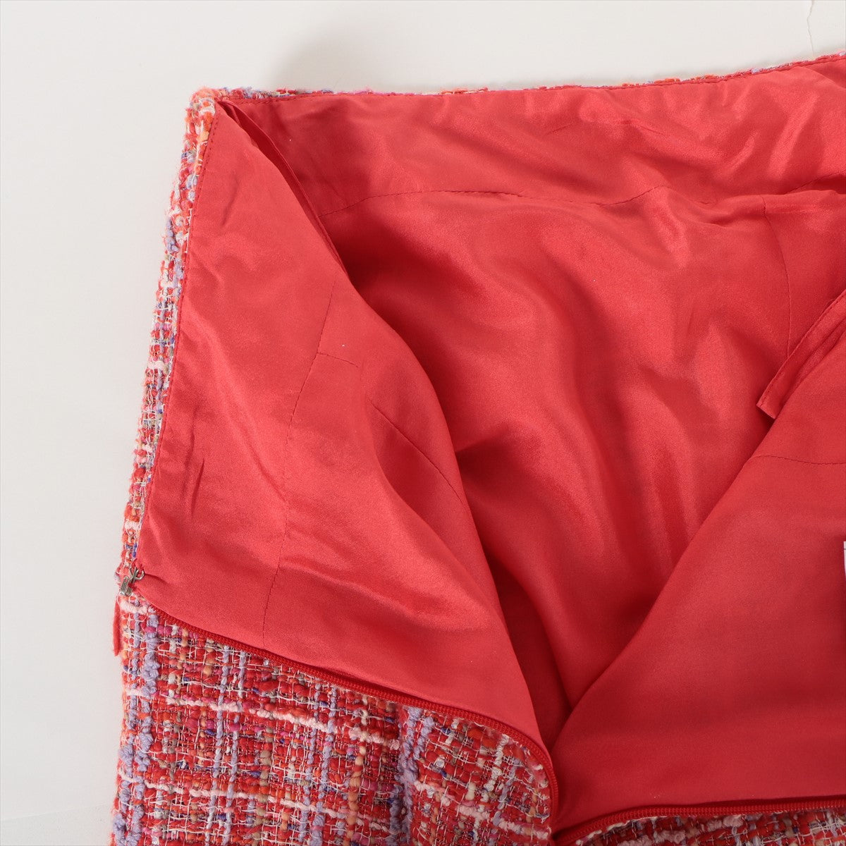 Chanel 04P Tweed Skirt 40 Ladies' Red