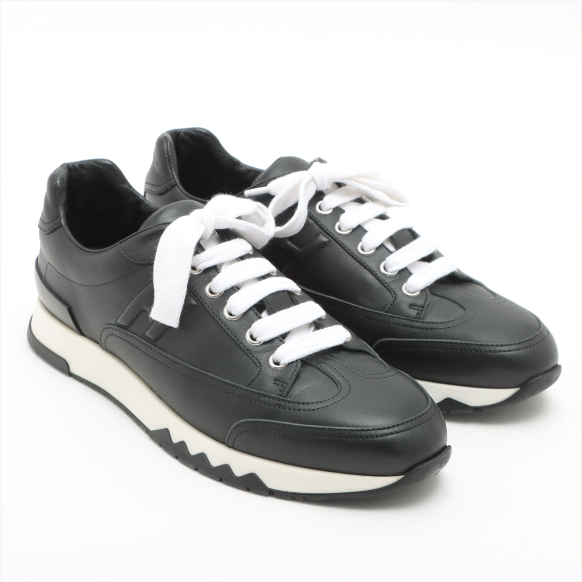 Hermès trails Leather Sneakers 38 Ladies' Black × White Outsole discolored