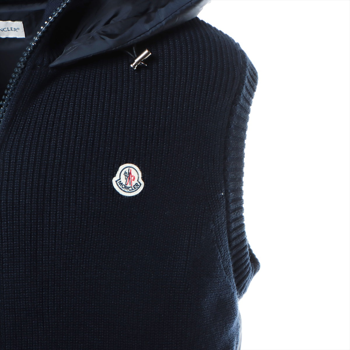 Moncler 16 years Wool & nylon Down vest XL Men's Navy blue  B20919413400 Switch knit