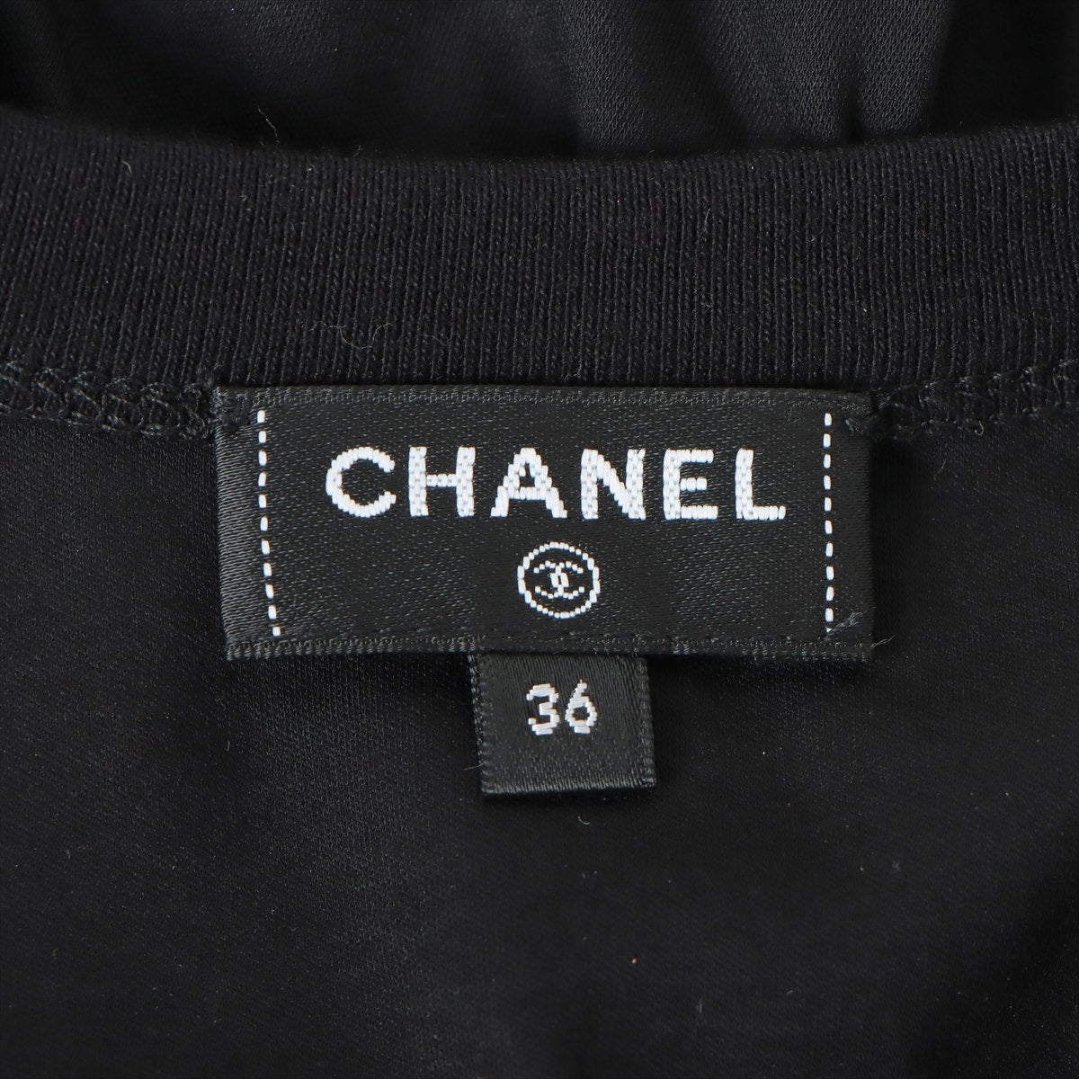 Chanel Coco Mark P74 Cotton T-shirt 36 Ladies' Black  P74589