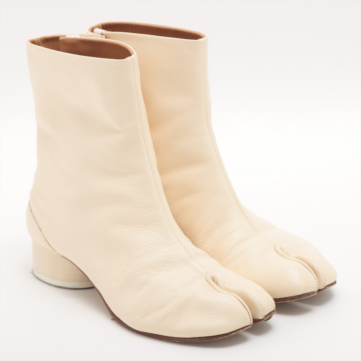Maison Margiela TABI Leather Short Boots 36 Ladies' Ivory 22 S58WU0273