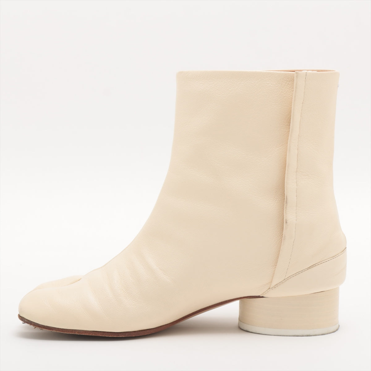 Maison Margiela TABI Leather Short Boots 36 Ladies' Ivory 22 S58WU0273