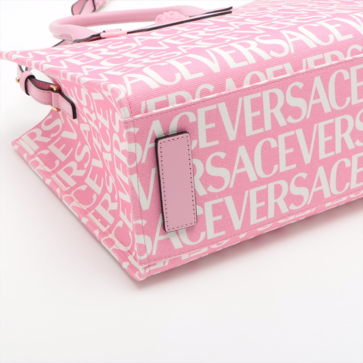 VERSACE All Over Canvas & leather 2 way tote bag Pink