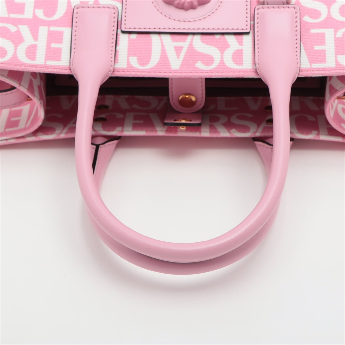 VERSACE All Over Canvas & leather 2 way tote bag Pink