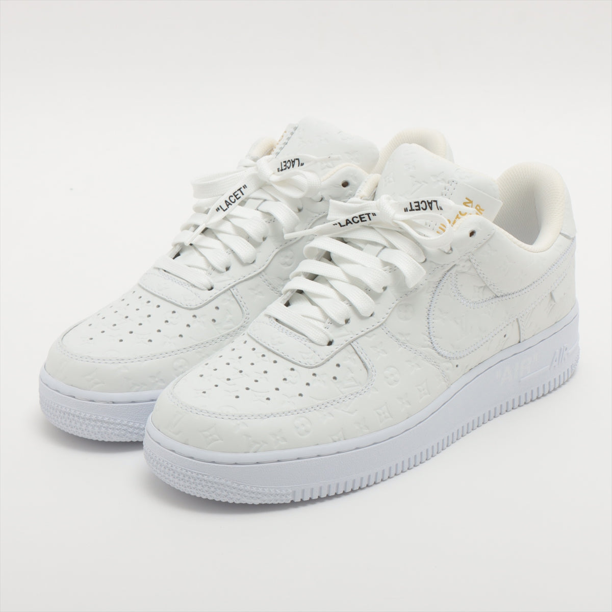 Vuitton x Nike 22SS Leather Sneakers 7 1/2 Men's White LD1221 AIR FORCE 1 LOW Monogram There is a box