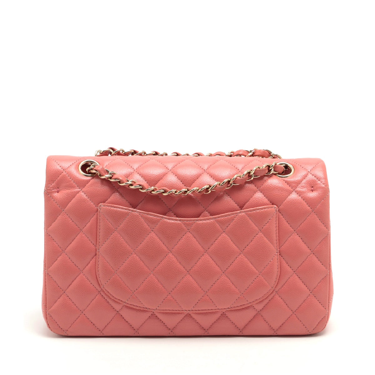 Chanel Matelasse Caviarskin Double flap Double chain bag Pink Gold Metal fittings 28th