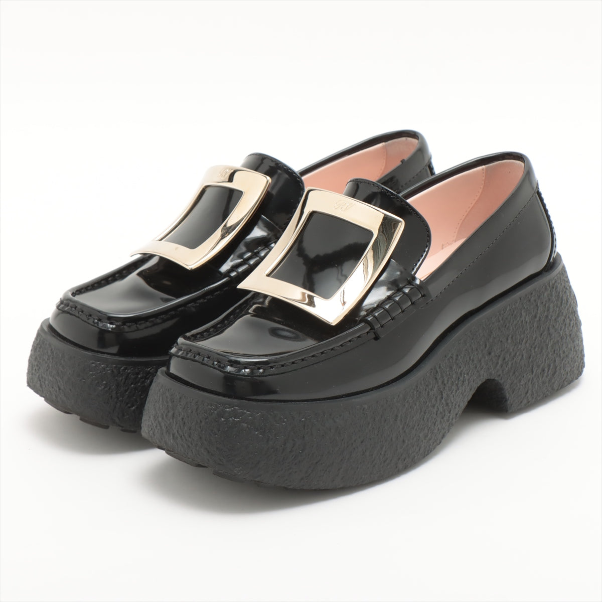 Roger Vivier Leather Loafer 34 Ladies' Black Buckle platforms