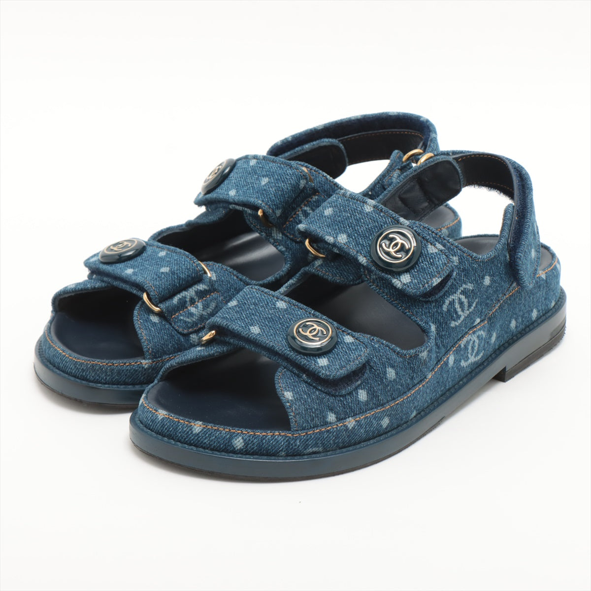 Chanel Coco Mark 23P Denim Sandals 36 Ladies' Blue G35927 box There is a bag