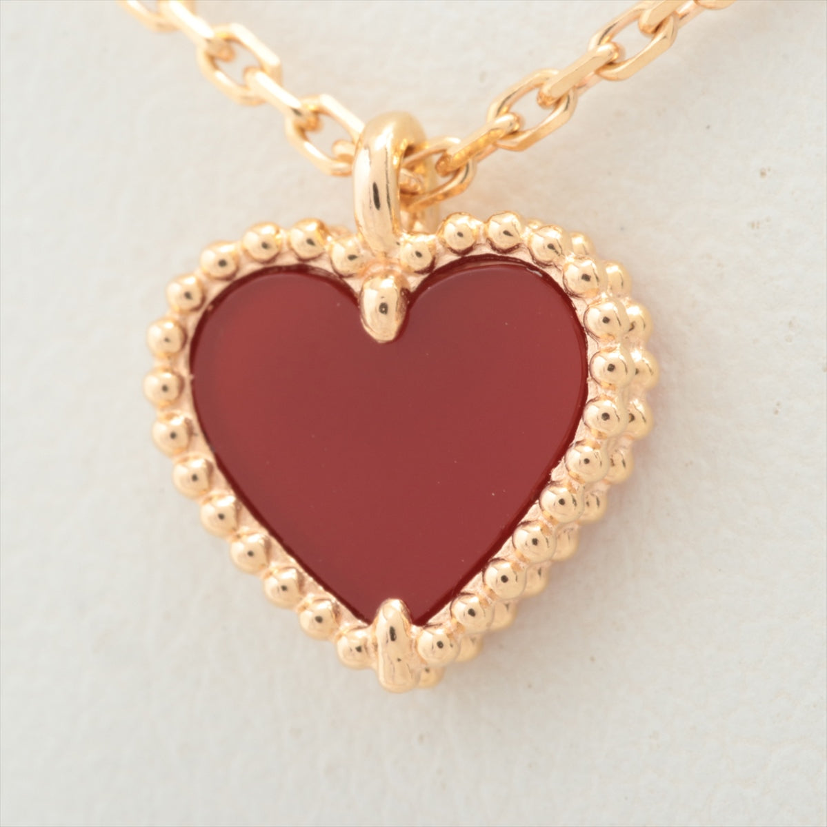 Van Cleef & Arpels Sweet Alhambra hearts Carnelian Necklace 750(PG) 2.7g