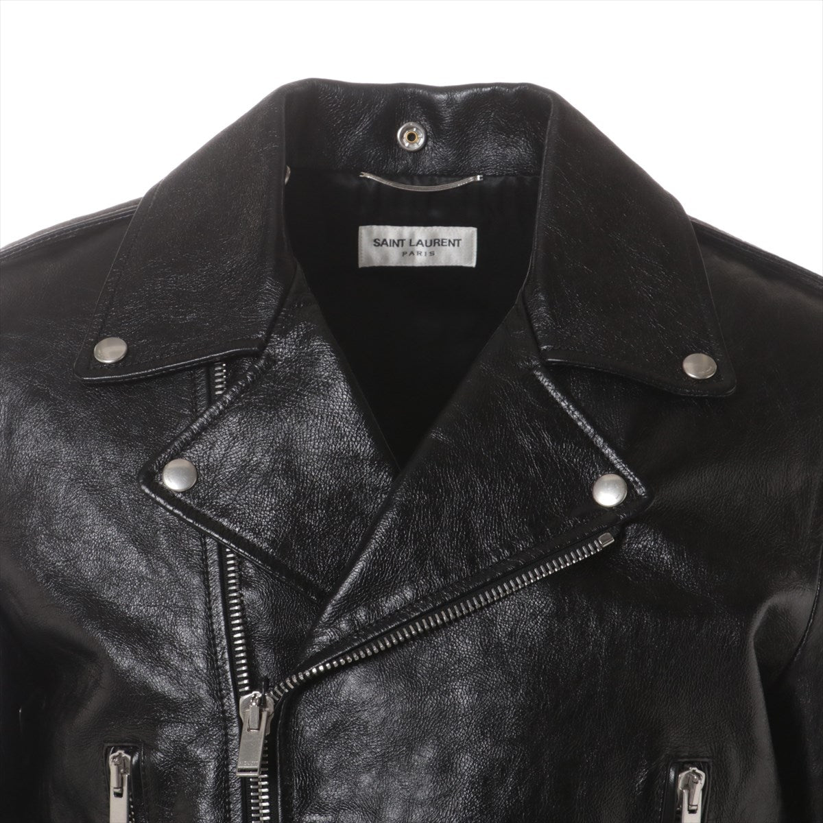 Saint Laurent Paris 20 years calf Leather jacket 48 Men's Black  484284