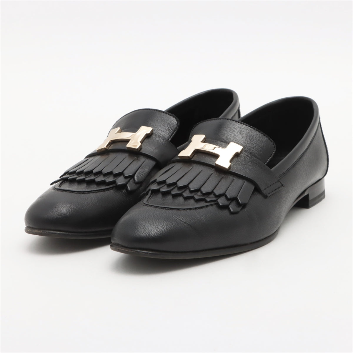 Hermès Royal Leather Loafer 37 Ladies' Black Constance Fringe