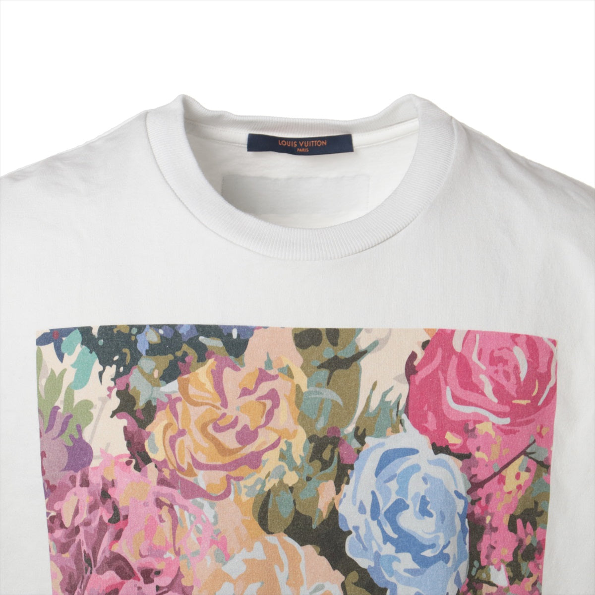 Louis Vuitton 22AW Cotton T-shirt L Men's White  RM222 LV flower tapestry print