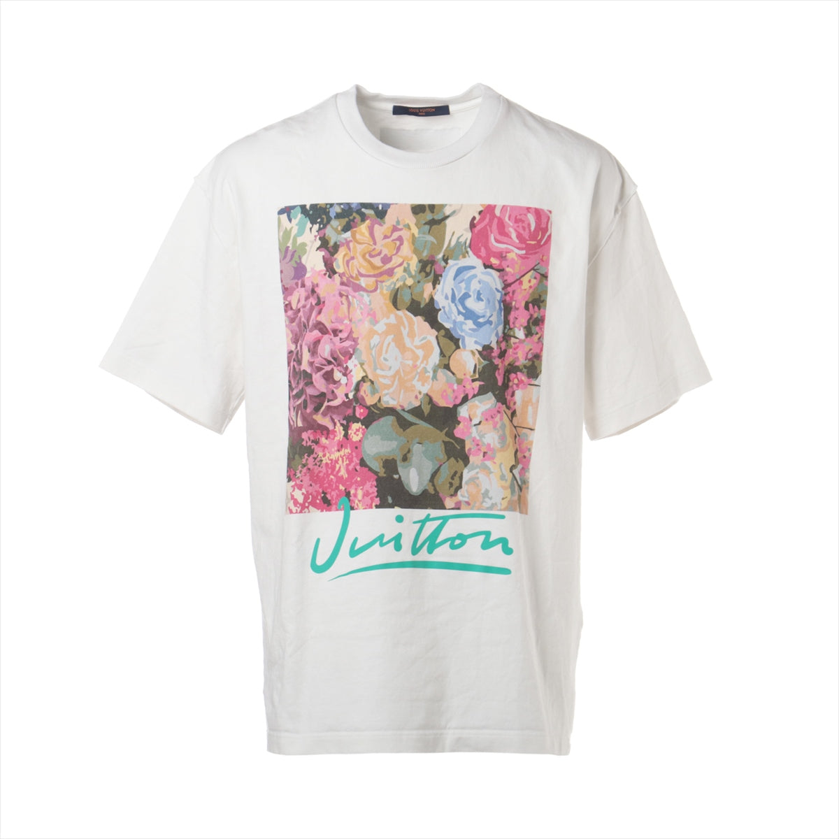 Louis Vuitton 22AW Cotton T-shirt L Men's White  RM222 LV flower tapestry print