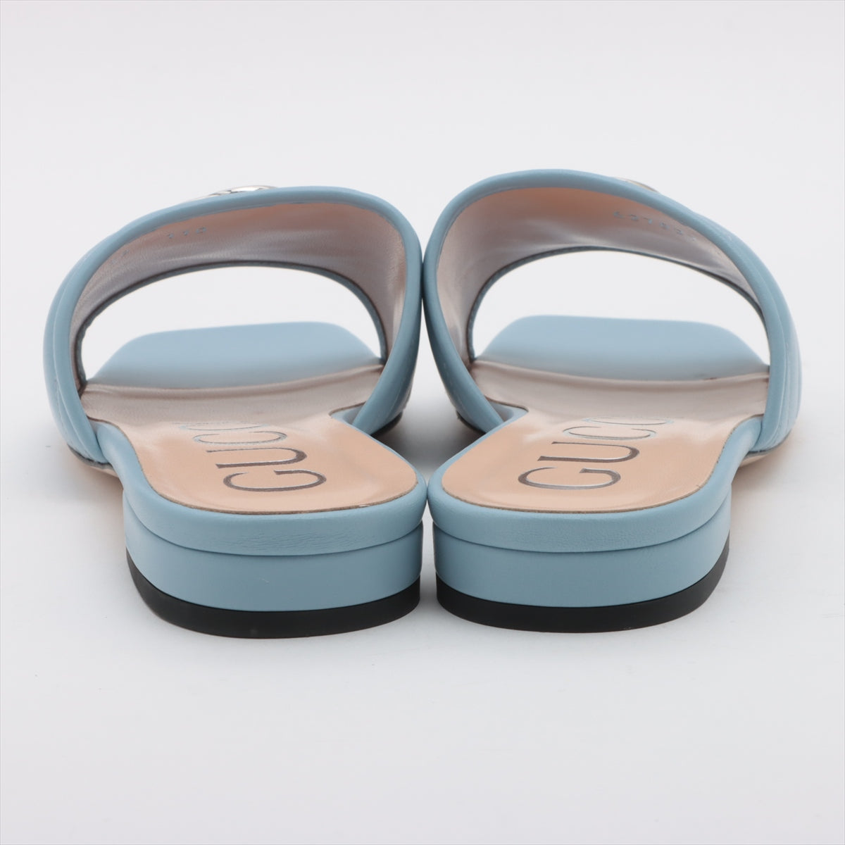 Gucci Double G Leather Sandals 39 Ladies' Blue 627827 There is a box