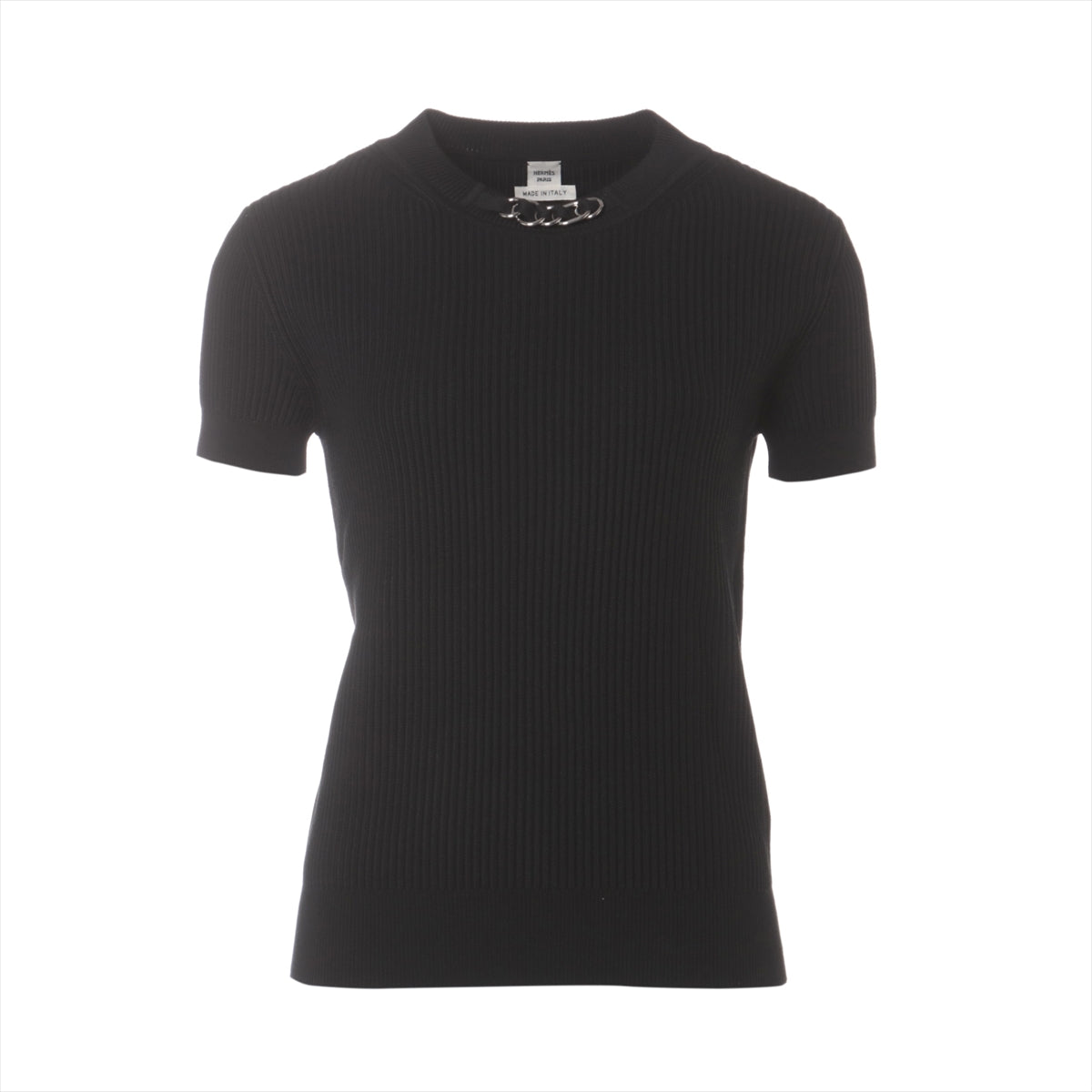 Hermès Rayon × Silk Short Sleeve Knitwear 34 Ladies' Black  Chain