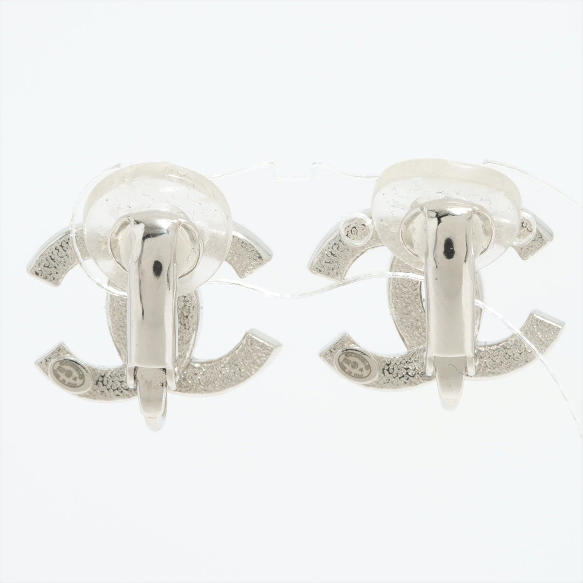Chanel Coco Mark B22A Earrings (for both ears) GP×inestone Silver