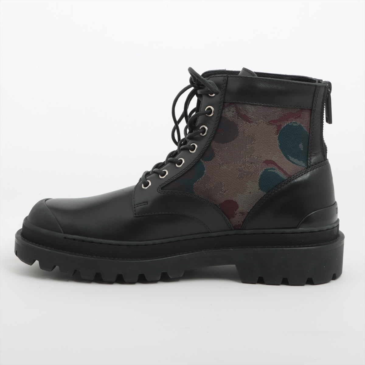 DIOR Leather Short Boots 41 Men's Black EXPLORER PETER DOIG NV0921 Camouflage