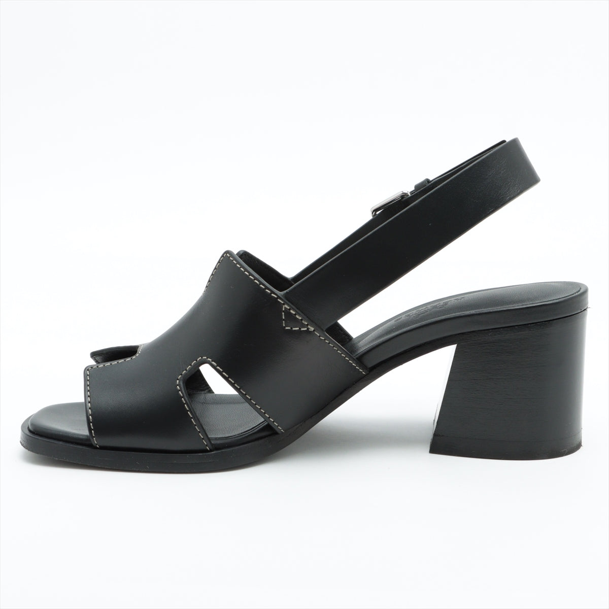 Hermès Leather Sandals 35 Ladies' Black Elbe slingback