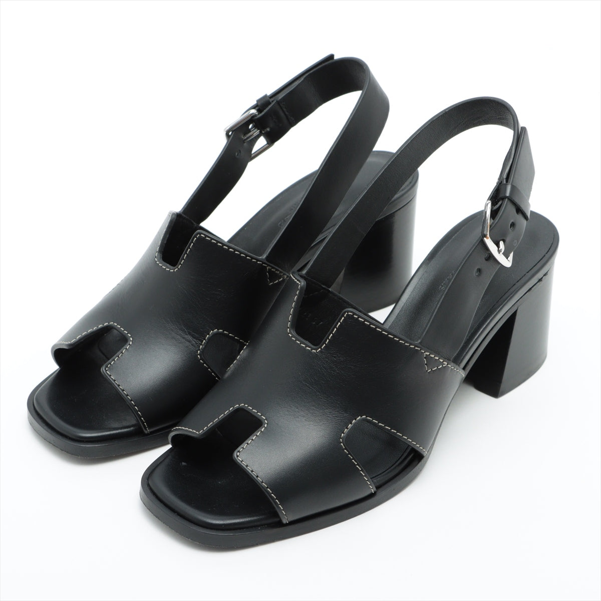 Hermès Leather Sandals 35 Ladies' Black Elbe slingback
