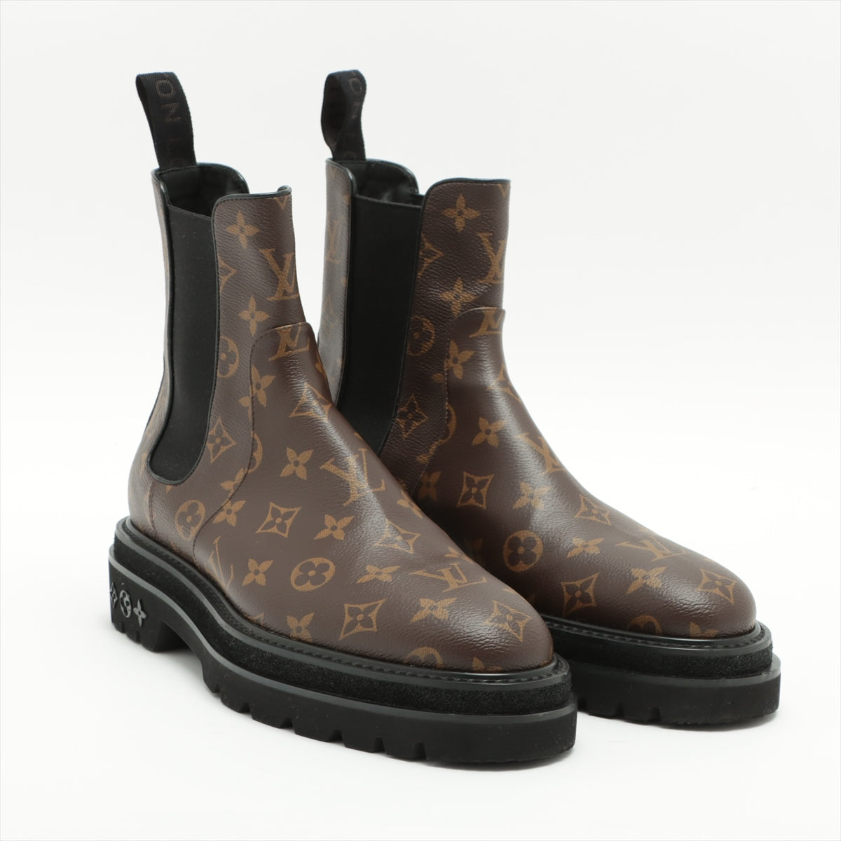 Louis Vuitton 20 years Leather Side Gore Boots 7 Men's Brown DI1200 box There is a bag Monogram