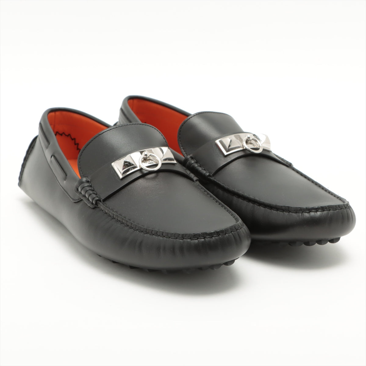 Hermès Leather Driving shoes 43 Men's Black Irving Collier de Chian